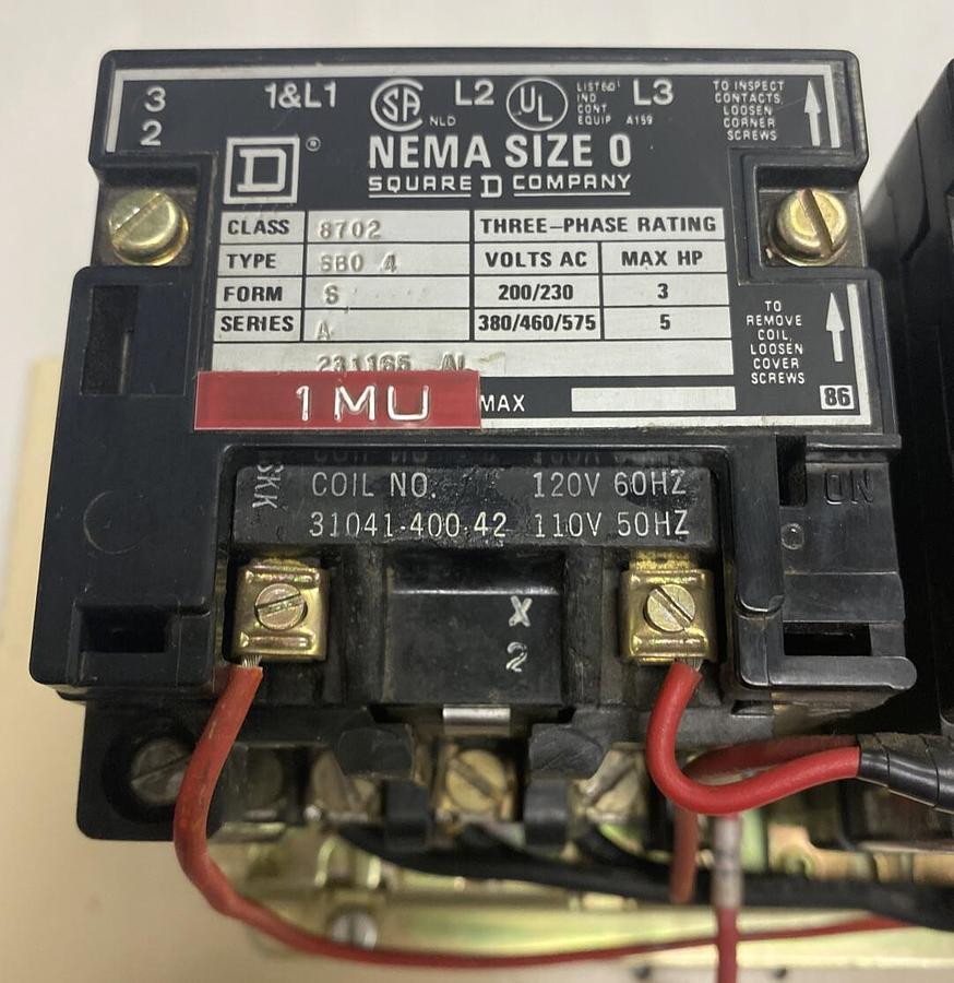 Used Square D,8702SB04,Reversing Starter Nema Size 0 WITH Hoist Control