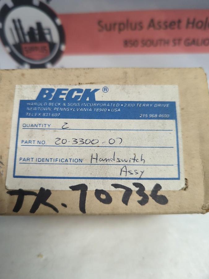 BECK,20-3300-07,SWITCH ASSEMBLY LOT OF 2 NOS