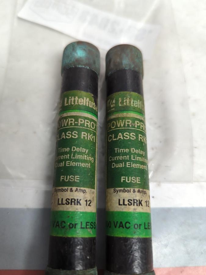 Used LITTELFUSE,LLSRK-12,POWR-PRO 12 AMP FUSE LOT OF 2 PRE-OWNED