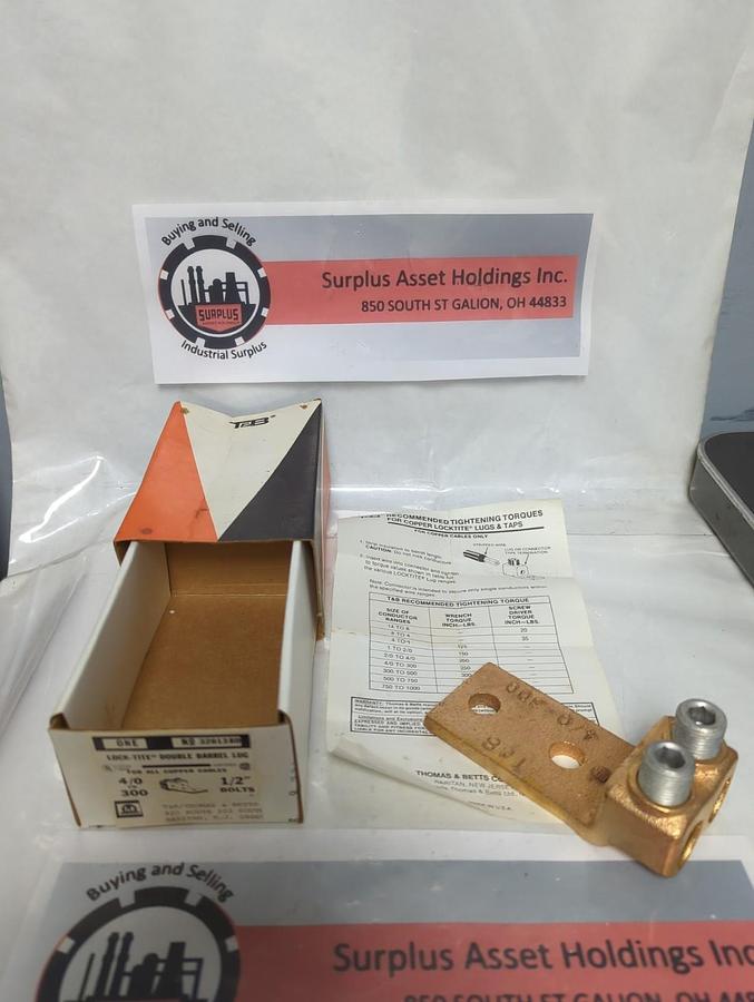 THOMAS & BETTS,32013,LOCK-TITE DOUBLE BARREL LUG 4/0 TO 300 NOS