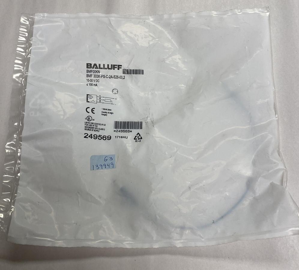 Used BALLUFF,BMF 303K-PS-C-2A-S26-00 2, MAGNETIC FIELD SENSOR NEW