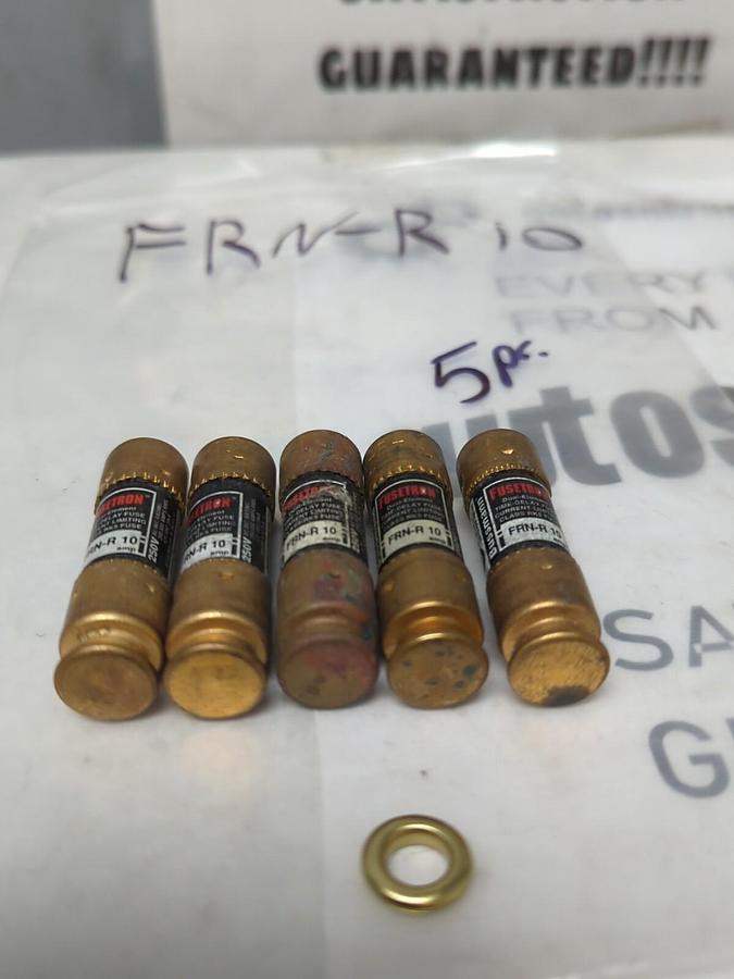 COOPER BUSSMANN,FRN-R-10,FUSETRON 10 AMP FUSE LOT OF 5 NOS