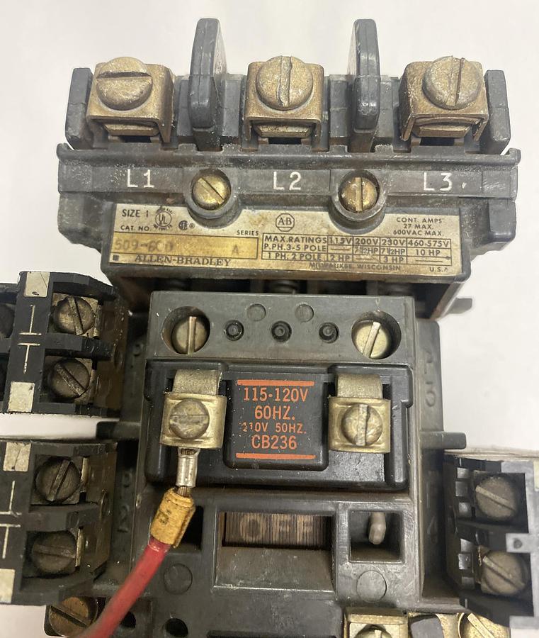 Used Allen-Bradley,509-B0D,Size 1 Starter WITH 592-B0W16 Overload