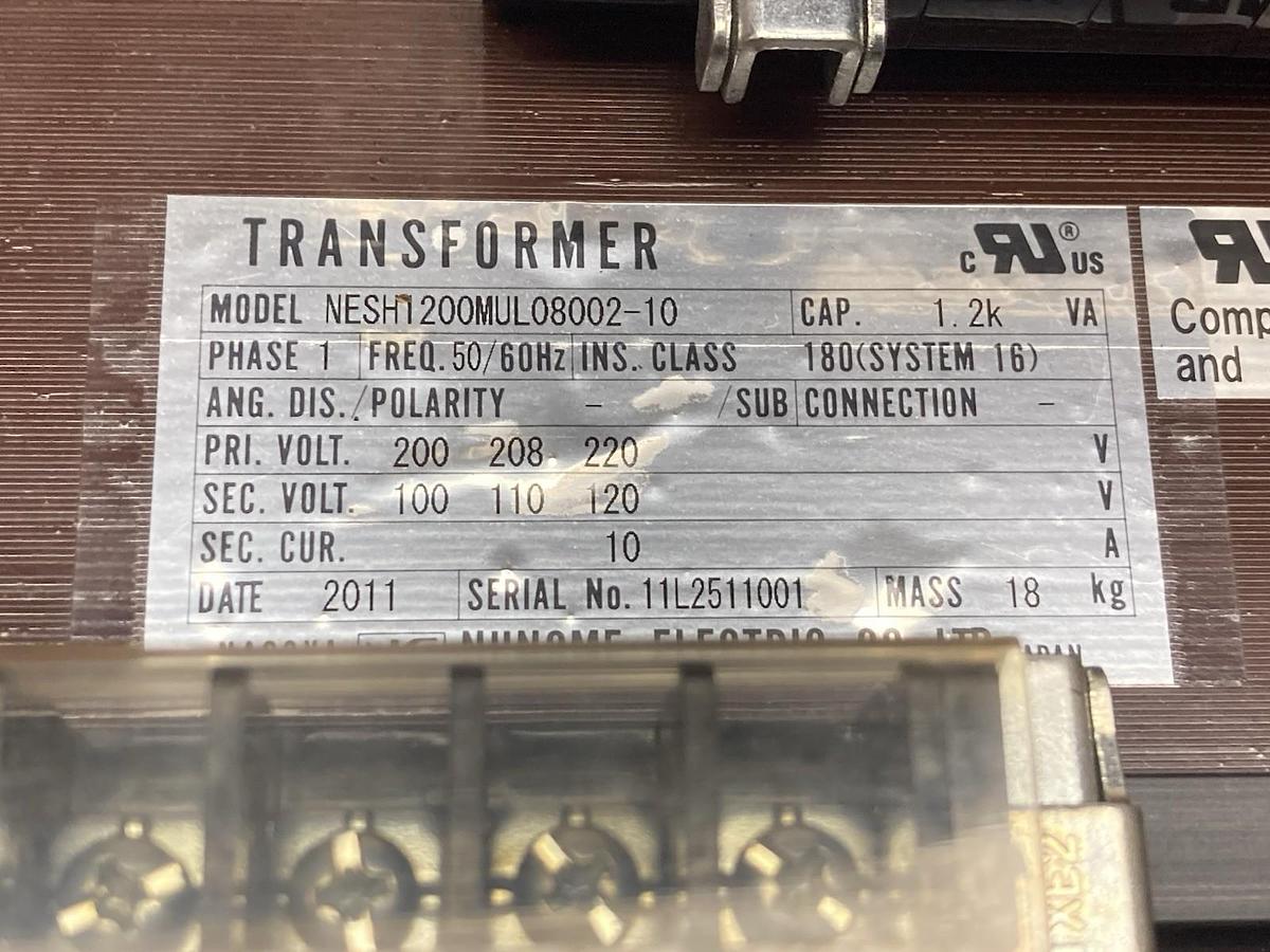 Used Nunome Electric,NESH1200MUL8002-10,Transformer 1-Phase 50/60Hz 1.2kVA
