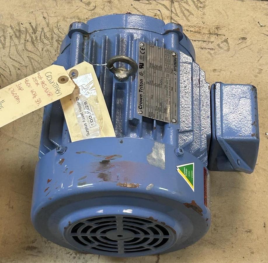 CROWN TRITON,HKS182S8235R,MOTOR 3HP 230/460V 1760RPM 3PH 182T FRAME