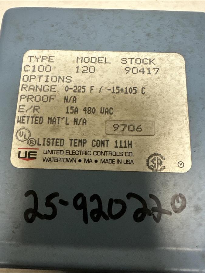 United Electric,C100-120,Temperature Switch 0-225F