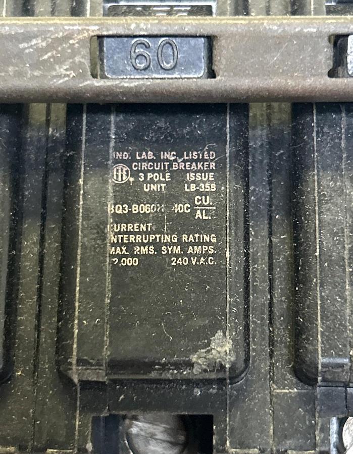 Used ITE,BQ3-B060,CIRCUIT BREAKER 60A 240V 3P