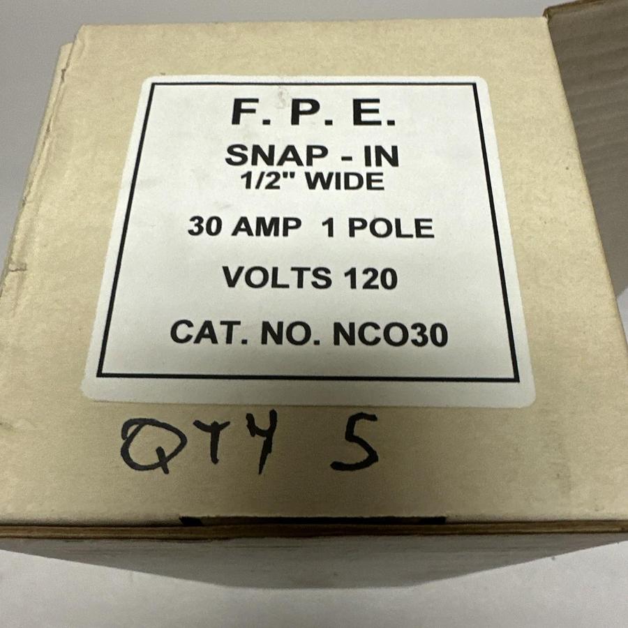 Used F.P.E.,NC030,30AMP Single Pole 120VAC Circuit Breaker LOT of 4