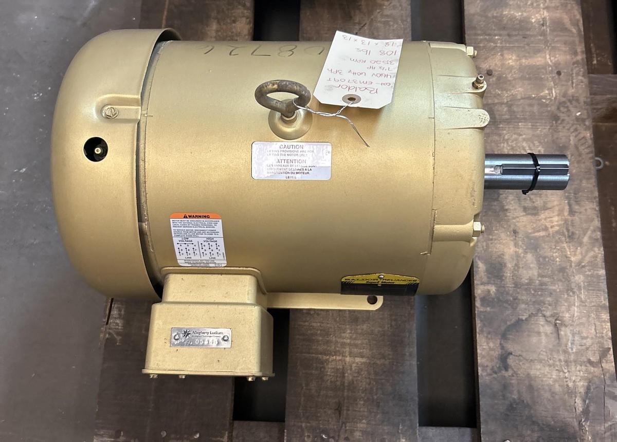 Used BALDOR,EM3709T,SUPER-E MOTOR 7.5HP 3520RPM 230/460V 3PH 213T FRAME