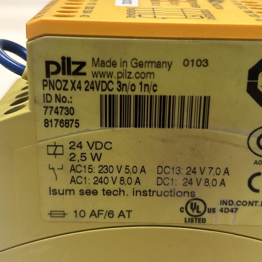 Used PILZ,PNOZX424VDC3N/O1N/C,SAFETY RELAY
