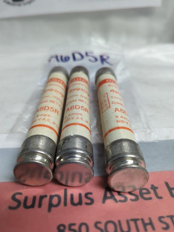 Used GOULD SHAWMUT,A6D5R,AMP-TRAP FUSE LOT OF 3 PRE-OWNED