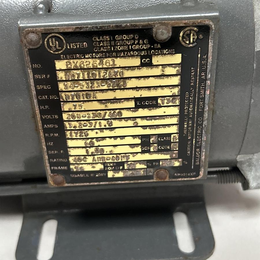 Used BALDOR,M7010A,EXPLOSION PROOF MOTOR 3/4HP 208-230/460V 1725RPM 3PH 56 FRAME
