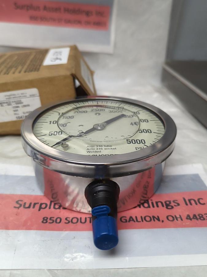 ASHCROFT,45-1009-SL-02L-5000#,GAUGE 4-1/2 IN FACE 0-5000PSI NOS