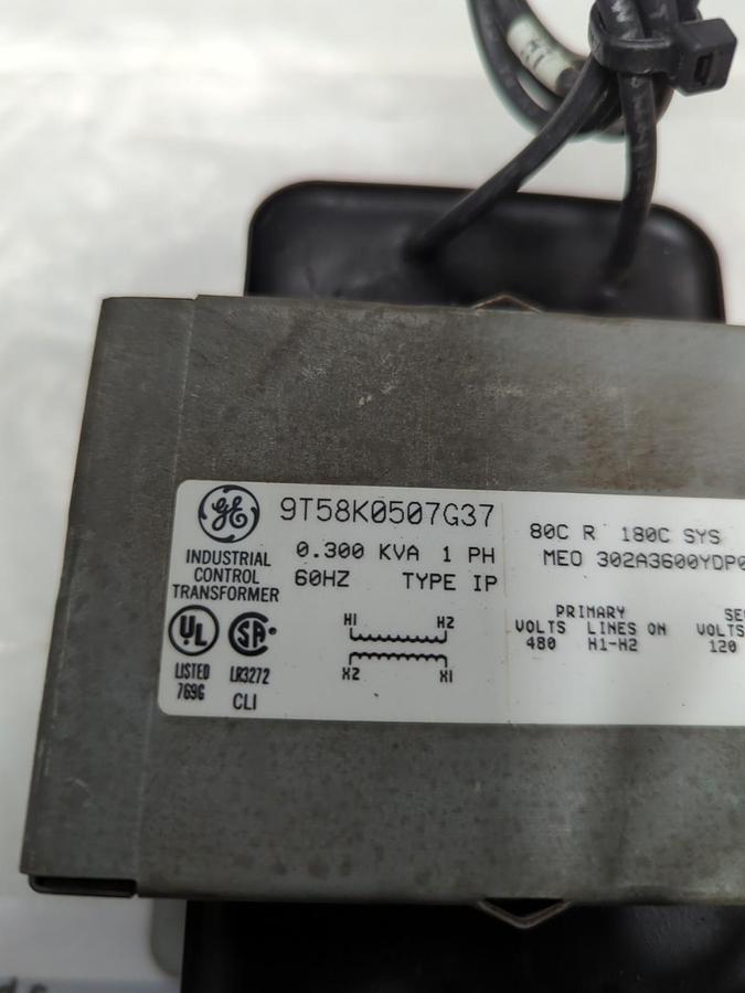 Used GE,9T58K0507G37,TRANSFORMER PRI-480V SEC-120V TYPE IP .300KVA 1 PH PRE-OWNED