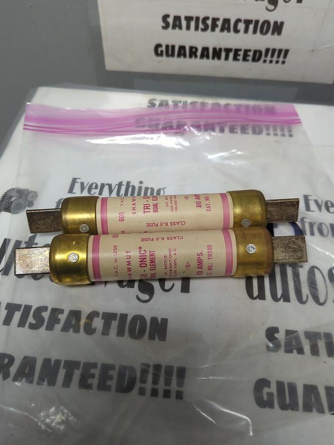 SHAWMUT,TRS-80,TRI-ONIC CLASS K-5 FUSE 80 AMP LOT OF 2 NOS