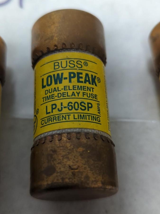 Used COOPER BUSSMANN,LPJ-60SP,LOW-PEAK 60 AMP FUSE LOT OF 3 PRE-OWNED