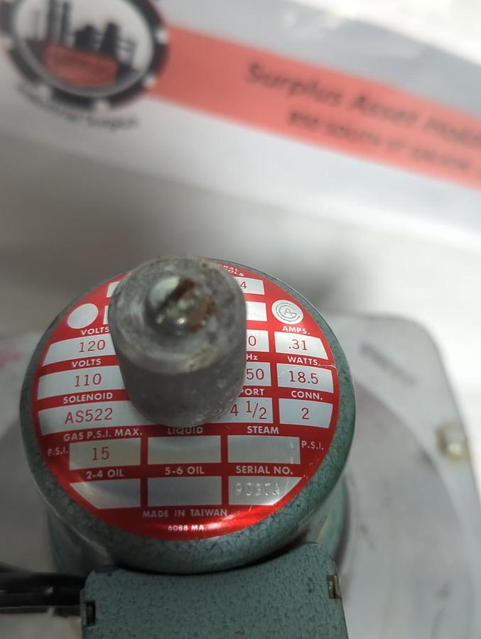Used ITT GENERAL CONTROLS,S262SA02N30K4,GAS VENT VALVE 120V PRE-OWNED