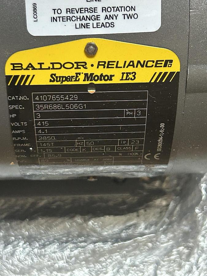 BALDOR,35R686L506G1,SUPER-E MOTOR 3HP 415V 2850RPM 3PH 145T FRAME