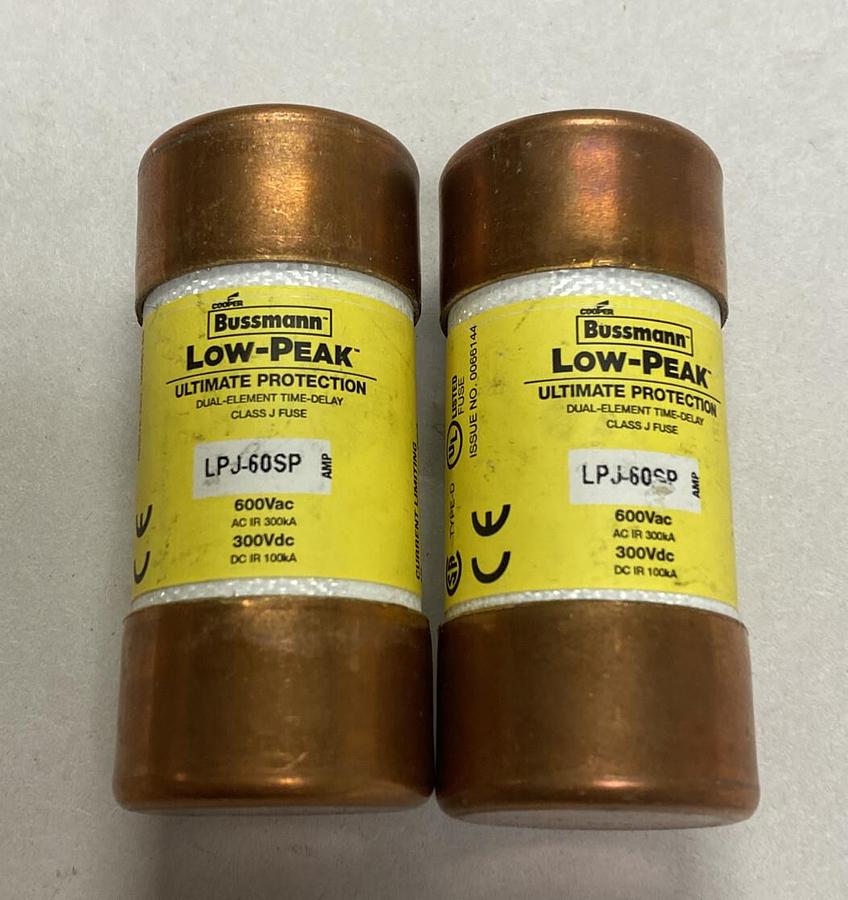 COOPER BUSSMANN,LPJ-60SP,LOW-PEAK 60 AMP FUSE LOT OF 2 NEW NO BOX
