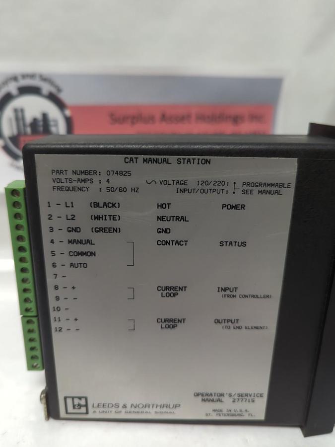 Used LEEDS & NORTHRUP,074825,CAT MANUAL STATION 120/220V 50/60HZ 4A PRE-OWNED