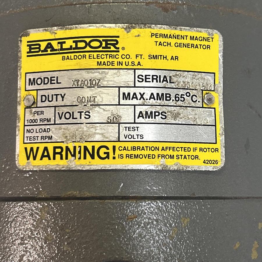 Used BALDOR,X7A010Z,TACHOMETER GENERATOR 1A 50V 1000RPM