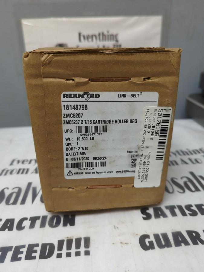 Used REXNORD,ZMC5207,SPHERICAL ROLLER BEARING CARTRIDGE UNIT 2-7/16 INCH BORE NEW