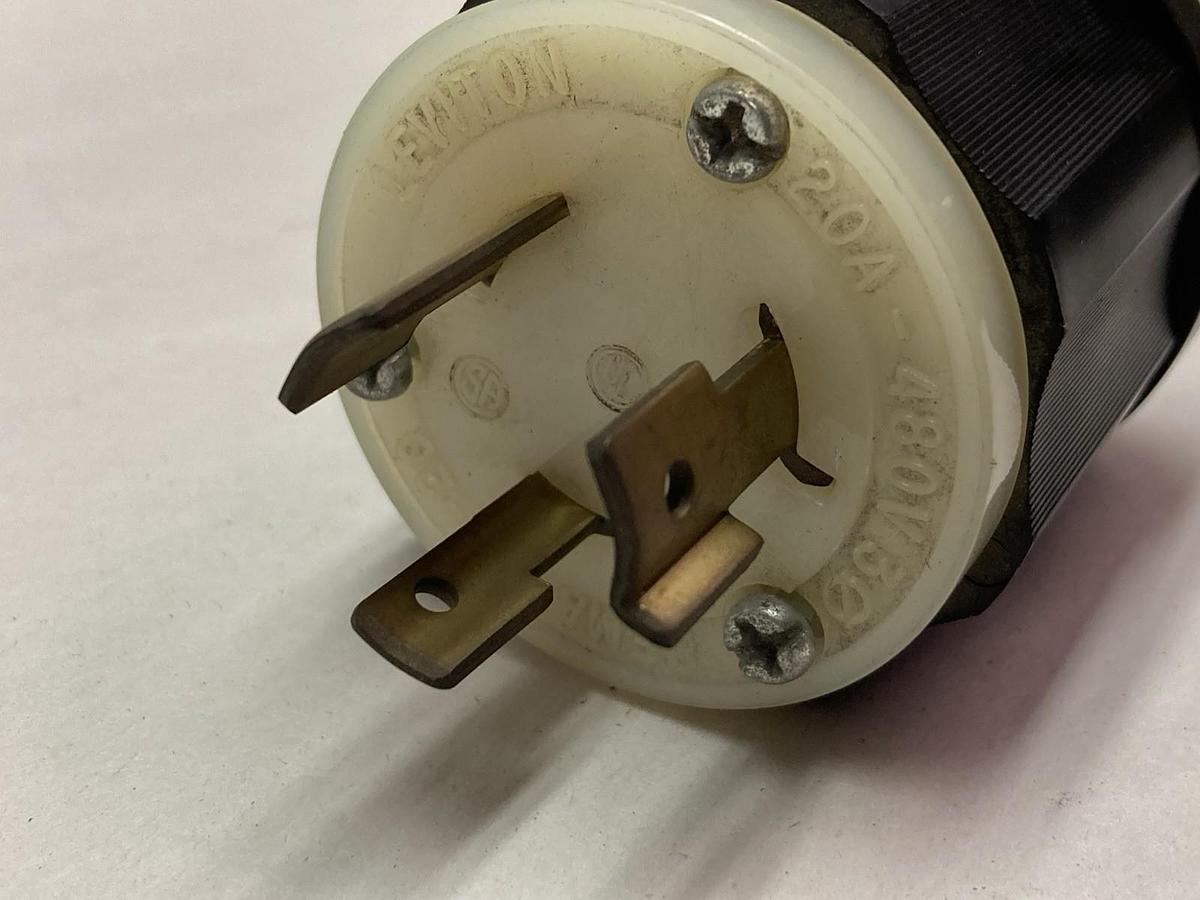 Used Leviton,2381 L12-20P,3-Pole 3-Wire Locking Plug Male Replacement Black