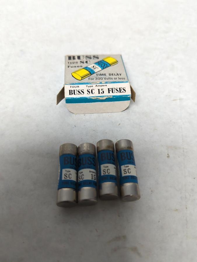 COOPER BUSSMANN,SC-15,TIME-DELAY 15 AMP FUSES BOX OF 4 NOS