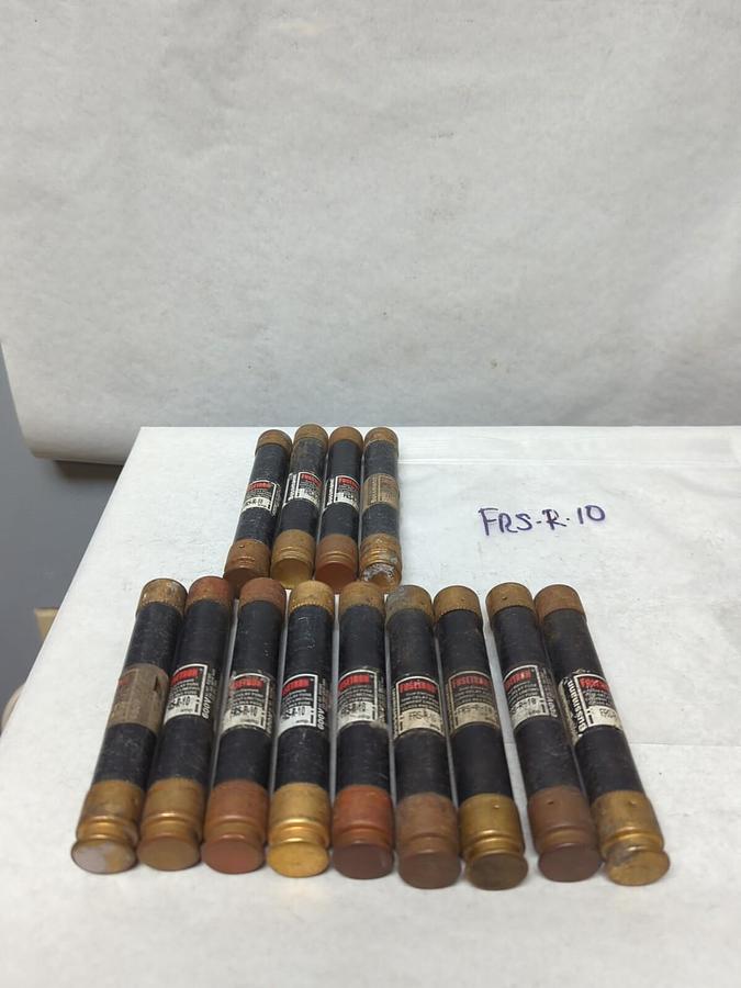 Used COOPER BUSSMANN,FRS-R-10,FUSETRON 10 AMP FUSE LOT OF 13 PRE-OWNED