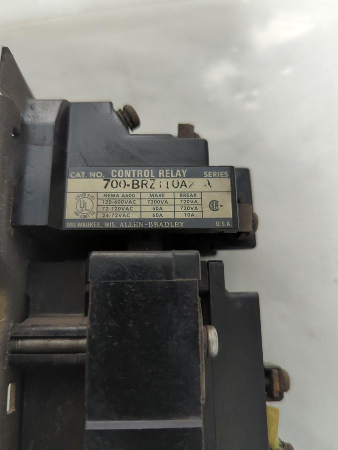Used ALLEN BRADLEY,700-BRZ110A2,SERIES A CONTROL RELAY PRE-OWNED