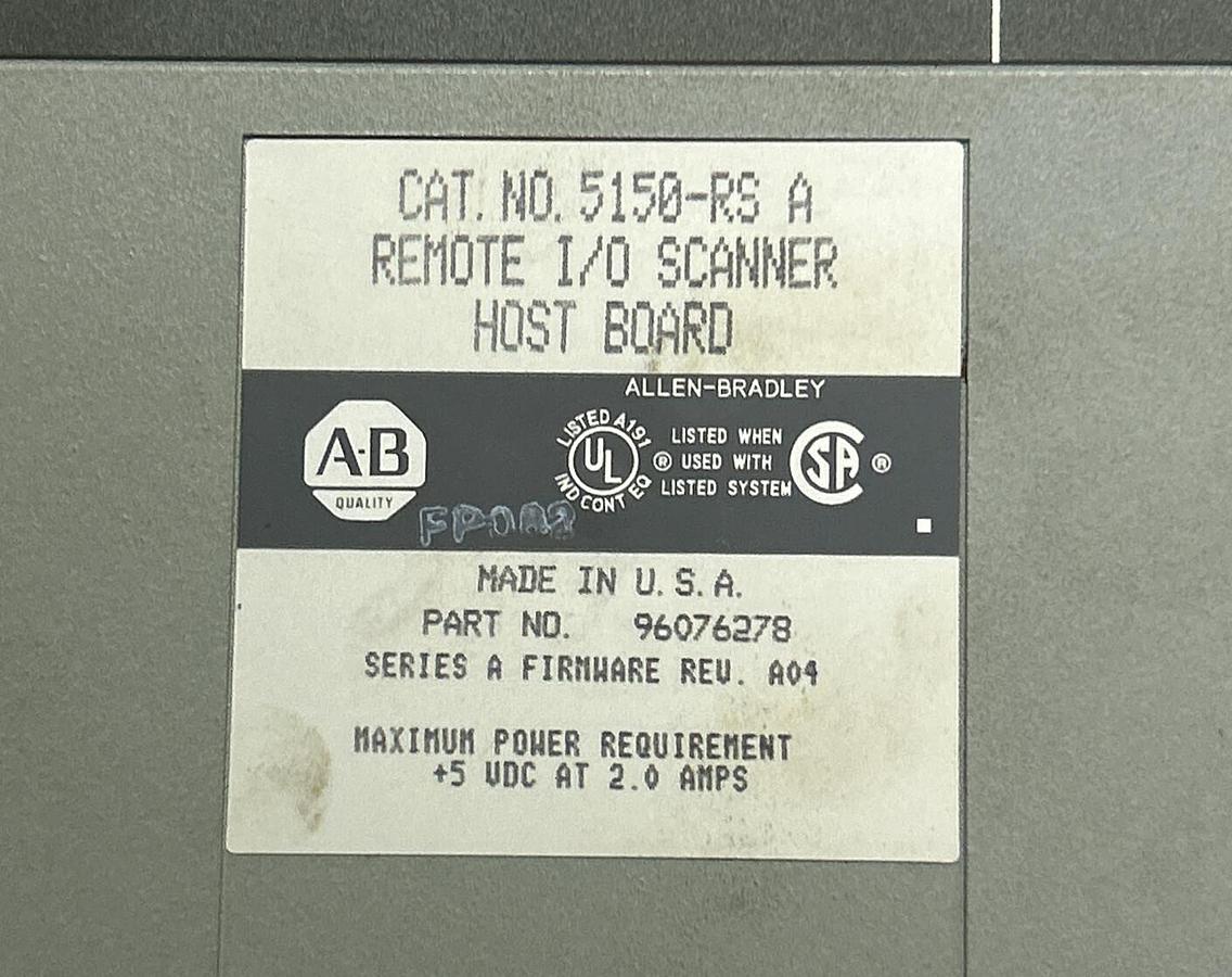 Used ALLEN BRADLEY,5150-RS,SER A REMOTE I/O SCANNER HOST BOARD