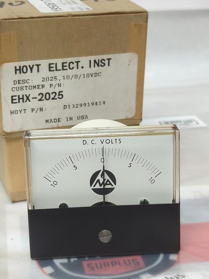 HOYT,EHX-2025,PANEL MOUNT VOLT METER 10/0/10VDC LOT OF 2 NOS