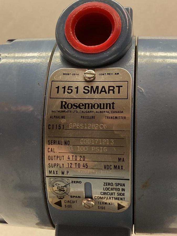 Rosemount,C1151 GP6S12B2C6,Pressure Transmitter