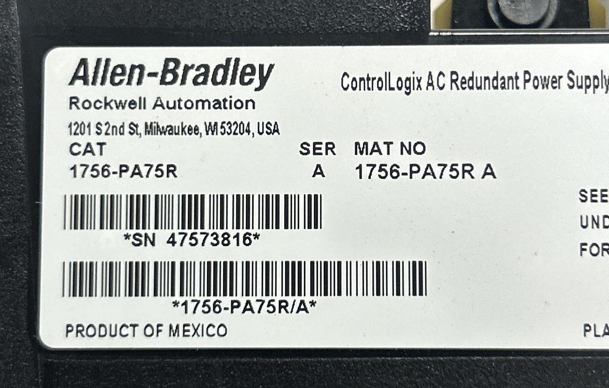 Used ALLEN BRADLEY,1756-PA75R,POWER SUPPLY