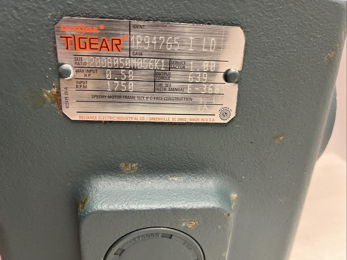 DODGE,MR94765,TIGEAR C-FACE GEAR SPEED REDUCER Q200-B 50:1 FR 56 .58HP 1750RPM