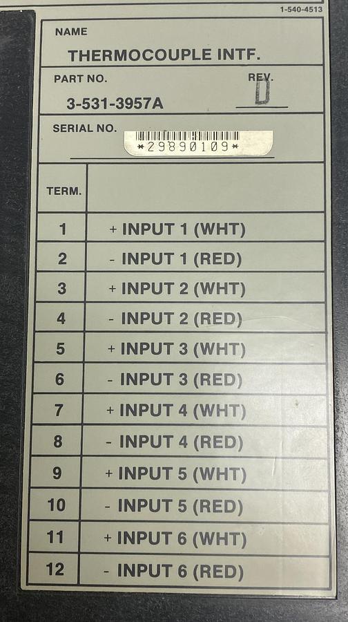 Used Cincinnati Milacron,3-531-3957A,Rev D Thermocouple Interface Module