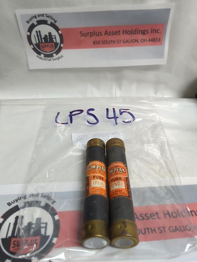 Used COOPER BUSSMANN,LPS-45,LOW-PEAK 45 AMP FUSE LOT OF 2 PRE-OWNED