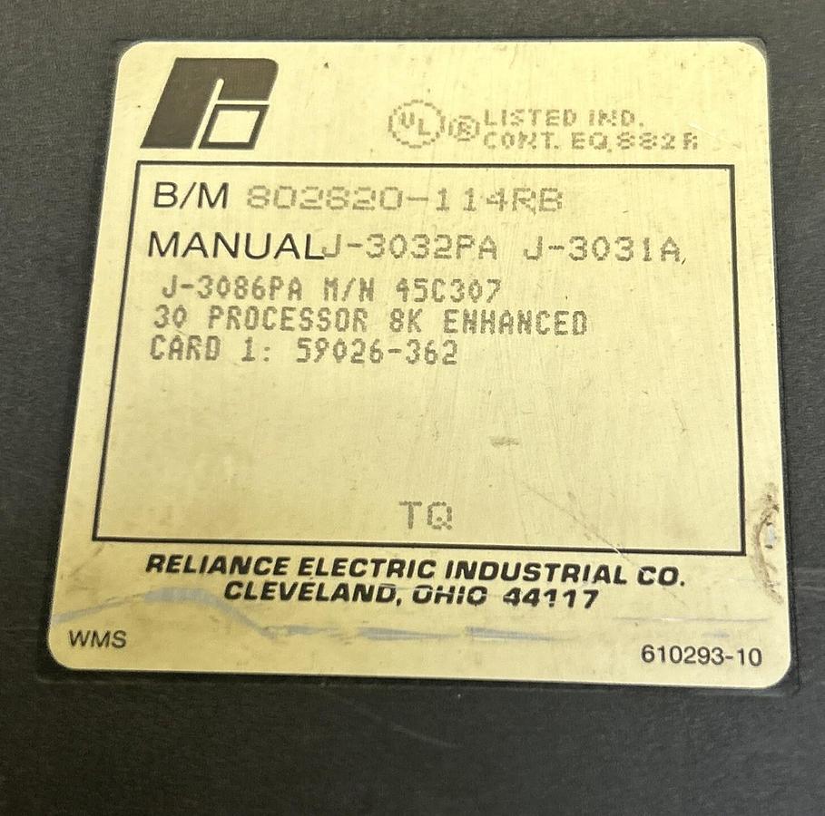 Used RELIANCE,45C307,PROCESSOR MODULE