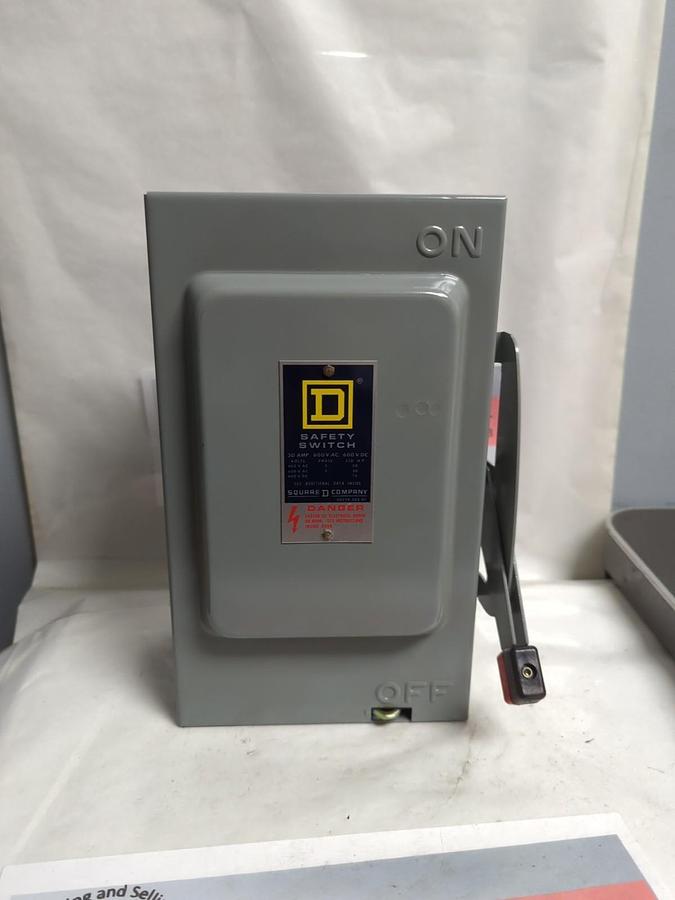 SQUARE D,HU361,SAFETY SWITCH SERIES E1 30 AMP 600 VAC VDC NOS