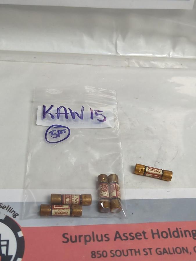 Used COOPER BUSSMANN,KAW-15,TRON 15 AMP FUSE LOT OF 5 PRE-OWNED