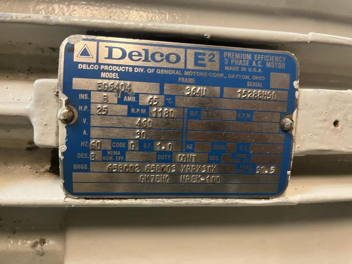 Used DELCO,EG6404,AC MOTOR 25HP 460V 3PH 1180RPM 364U