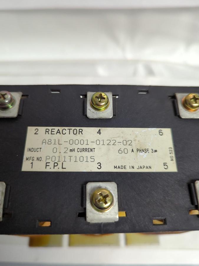 Used FANUC,A81L-0001-0122-02,REACTOR TRANSFOMER 0.2mH CURRENT 60A 3PH PRE-OWNED