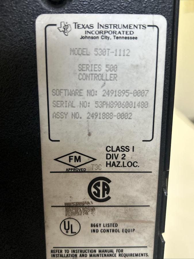 Used TEXAS INSTRUMENTS,530T-1112,SERIES 500 CONTROLLER