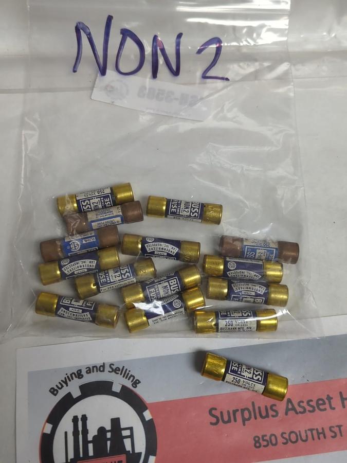 Used COOPER BUSSMANN,NON-2,ONE-TIME FUSE 2 AMP LOT OF 15 PRE-OWNED