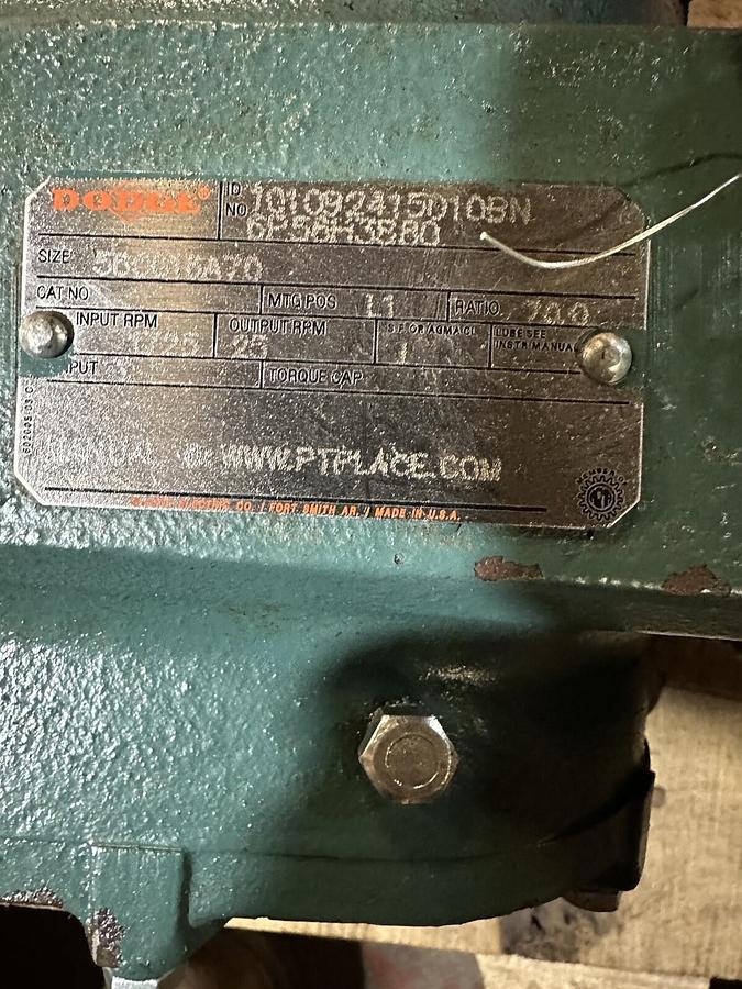 Baldor,6P56H3880,1 HP 56YZ Frame w/Dodge 55CG 15A70 Input 1725 Output 25 RPM