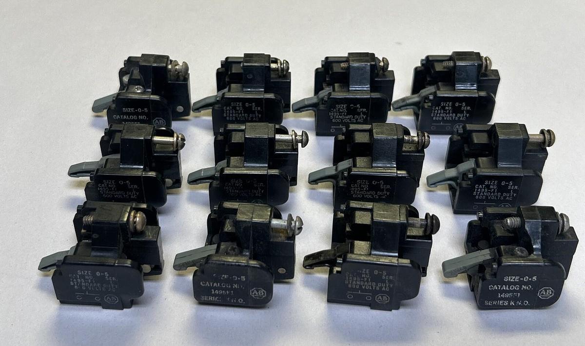 Used ALLEN BRADLEY,1495-F1,AUXILIARY CONTACT BLOCK LOT OF 12