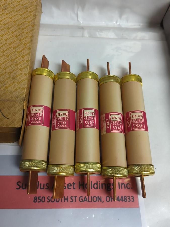 BUSSMANN,RES-100,SUPER-LAG RENEWABLE FUSE LOT OF 5 NOS