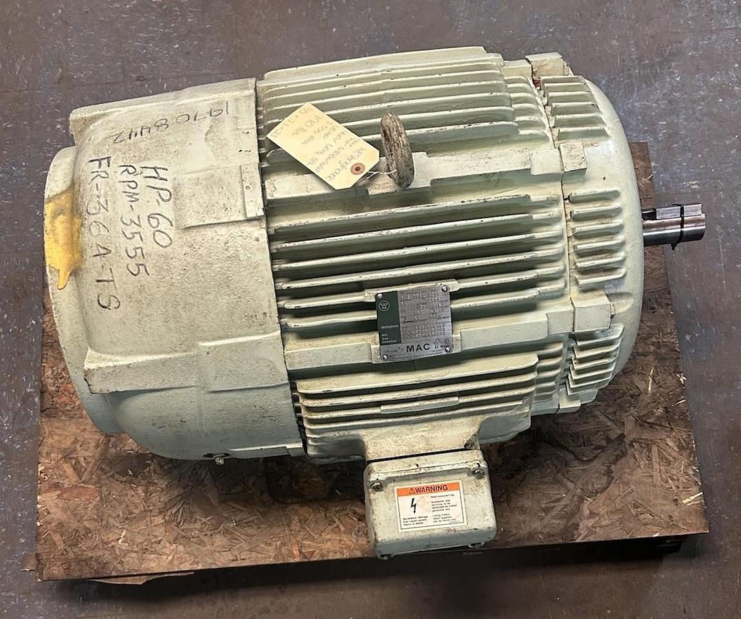 Used WESTINGHOUSE,680B656G29,MOTOR 60HP 3555RPM 460V 3PH 364TS FRAME