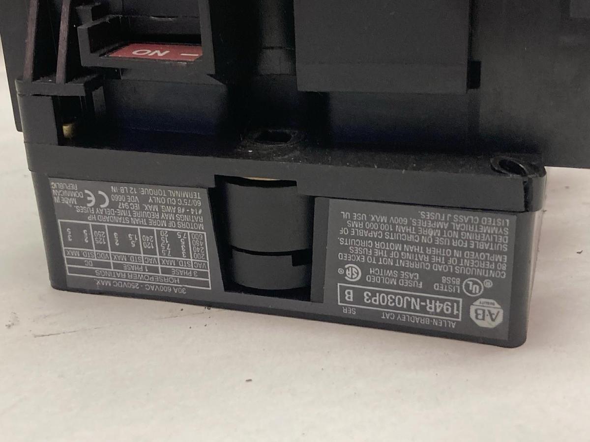Used Allen-Bradley,194R-NJ030P3,Disconnect Switch Ser B 30A 600VAC