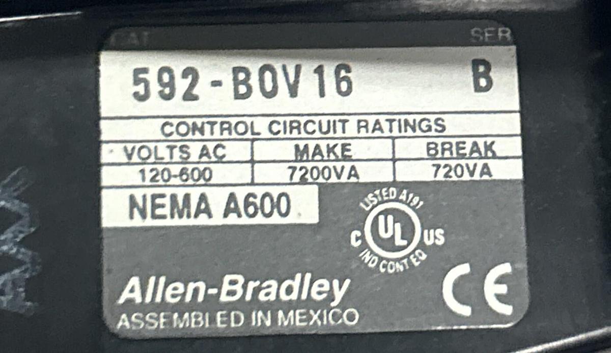 Used ALLEN BRADLEY,592-BOV16,OVERLOAD RELAY